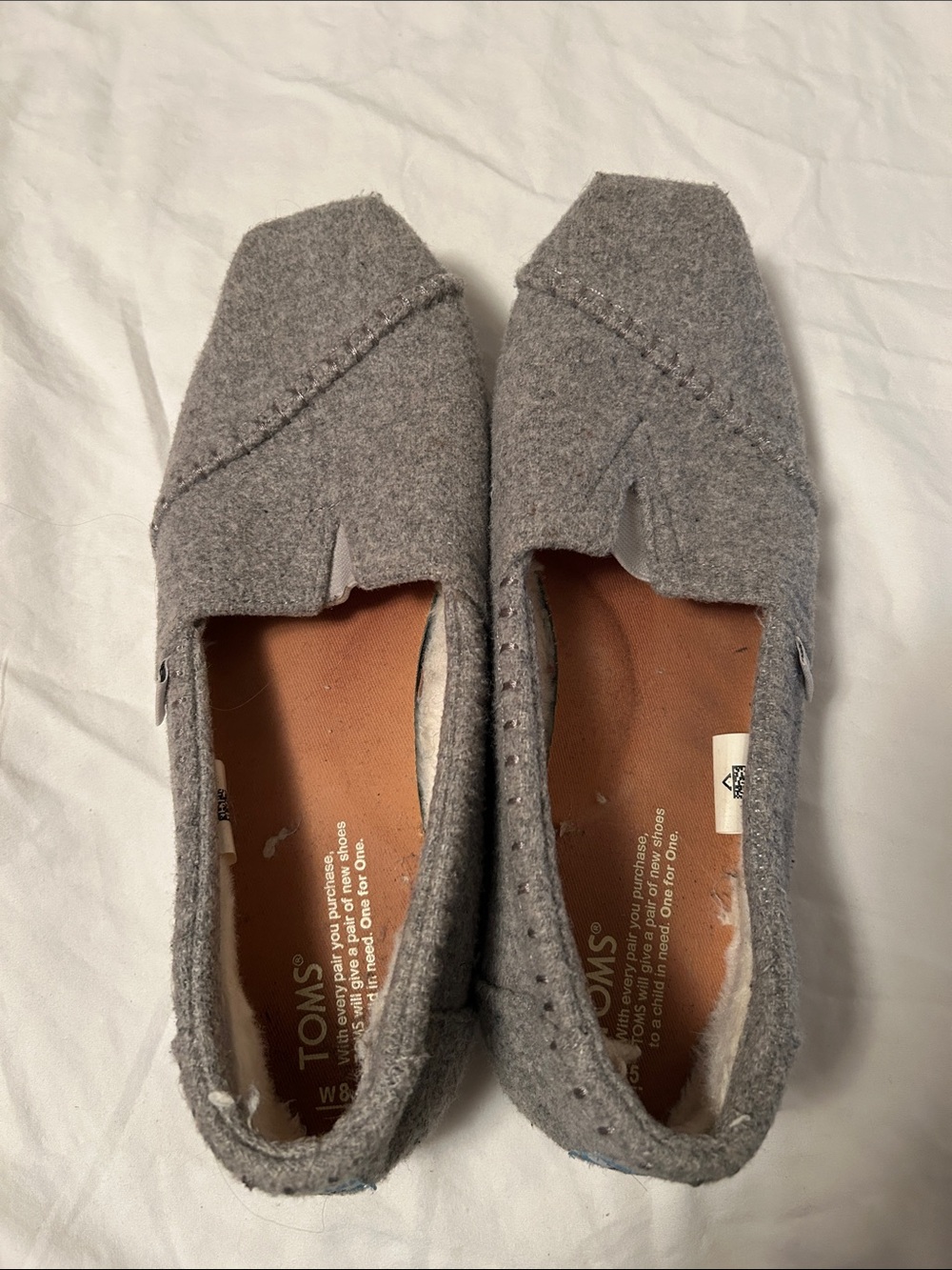 TOMS Gray Wool Slip-On Flats